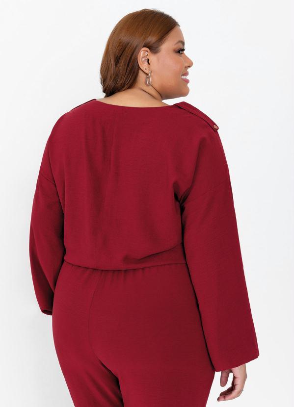 Outlet - Blusa Plus Size Vermelha com Bolsos 2