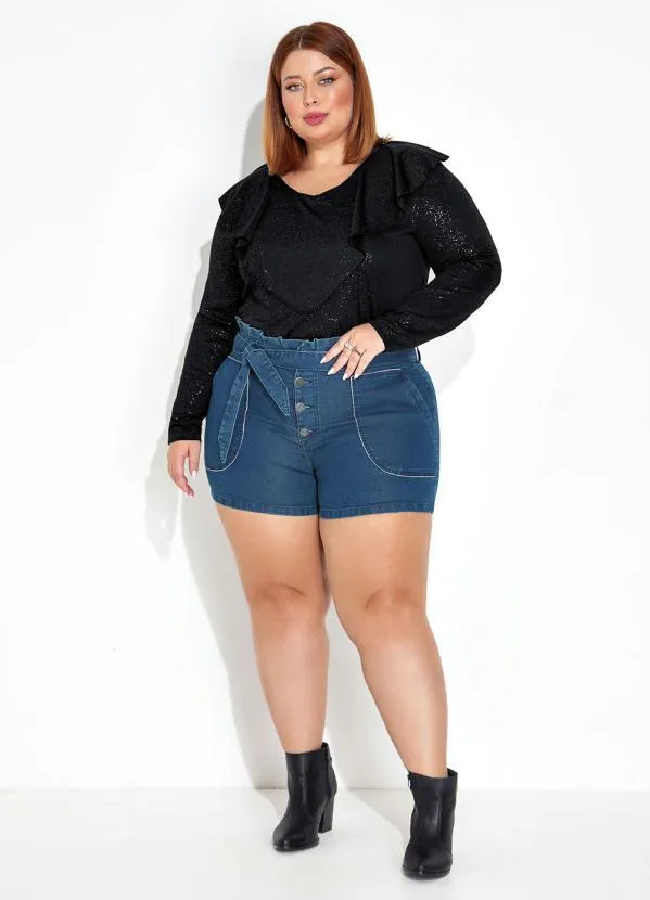 Marguerite - Blusa Preta com Brilho Plus Size 3