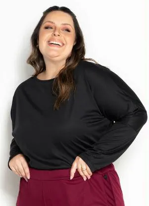 Marguerite - Blusa Preta com Mangas Longas Plus Size - MARGUERITE