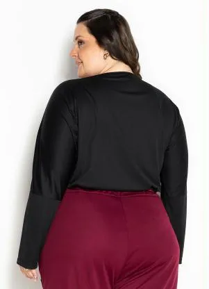 Marguerite - Blusa Preta com Mangas Longas Plus Size - MARGUERITE