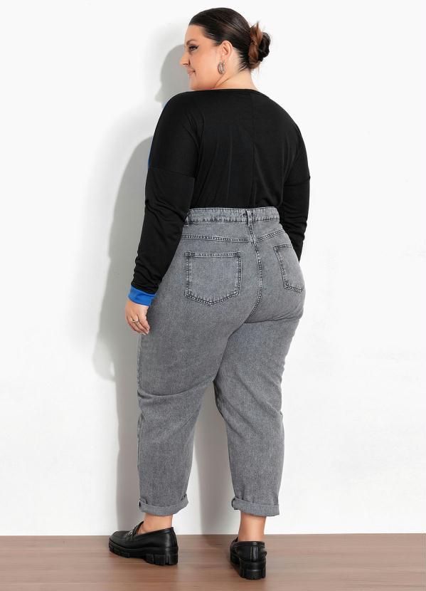 Marguerite - Blusa Preta e Royal com Recortes Plus Size 1