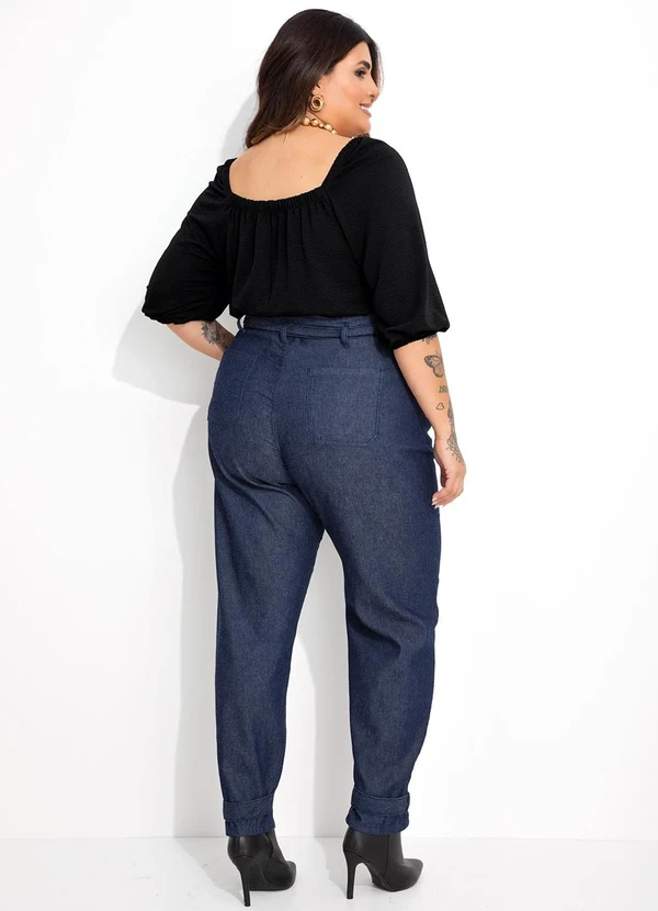 Marguerite - Blusa Preta em Malha Anarruga 4