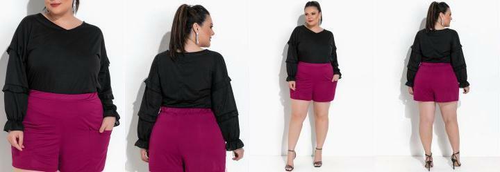 Blusa Preta em Malha Flam