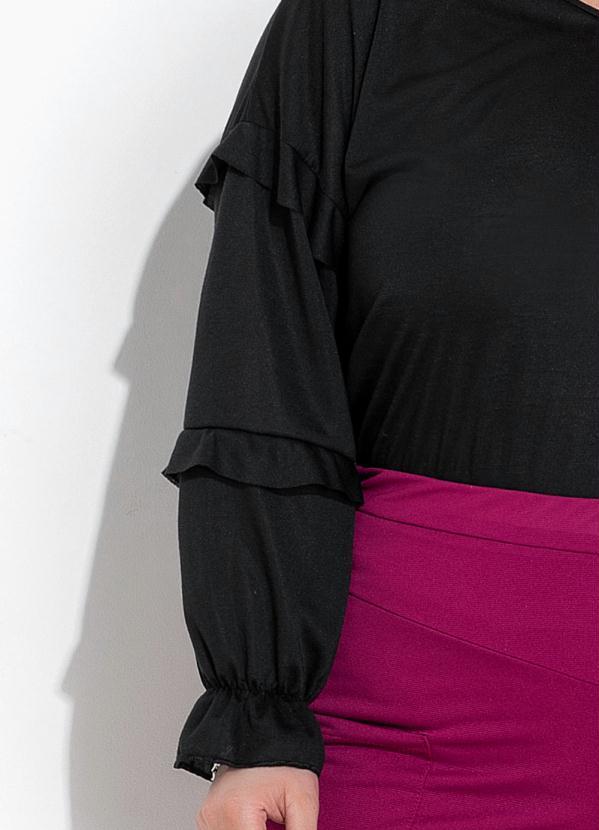 Marguerite - Blusa Preta em Malha Flamê 5