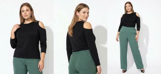 Blusa Preta em Malha Suede