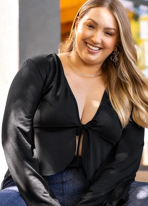 Marguerite - Blusa Preto em Malha Crepe - MARGUERITE