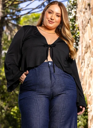 Marguerite - Blusa Preto em Malha Crepe - MARGUERITE