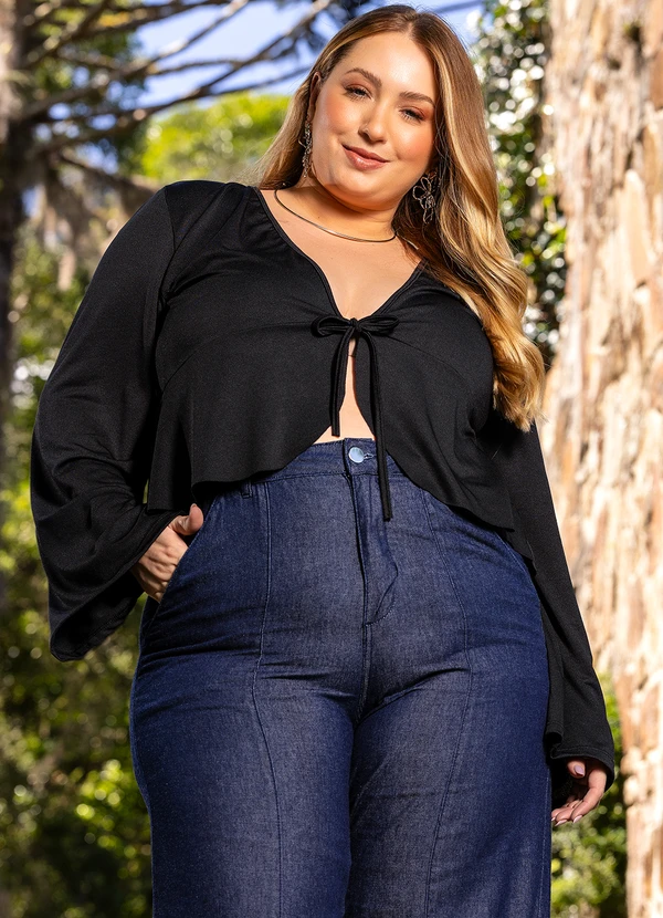 Marguerite - Blusa Preto em Malha Crepe 2