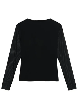 Malwee - Blusa Preto Justa em Tule - MALWEE