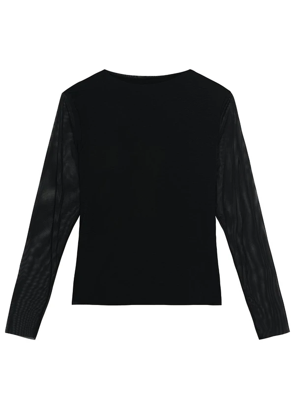Malwee - Blusa Preto Justa em Tule 1