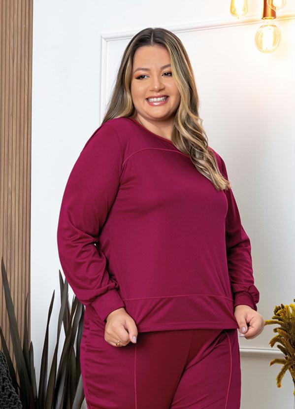 Marguerite - Blusa Púrpura com Filete Plus Size