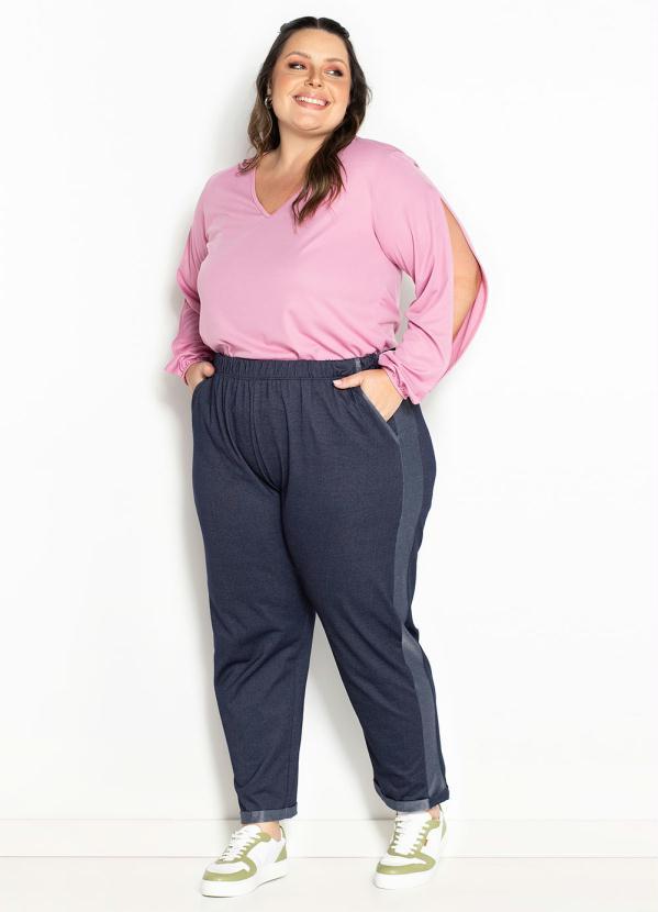 Marguerite - Blusa Rosa com Decote V Plus Size 4