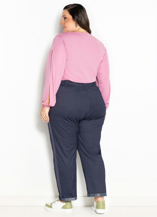 Marguerite - Blusa Rosa com Decote V Plus Size 5