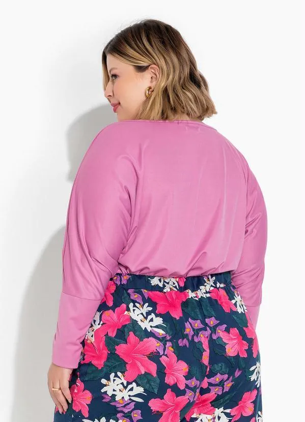 Marguerite - Blusa Rosa com Mangas Longas Plus Size 3