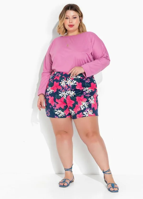Marguerite - Blusa Rosa com Mangas Longas Plus Size 2