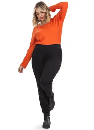 Secret Glam - Blusa Manga Longa Ribana Laranja - SECRET GLAM