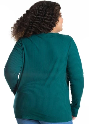 Secret Glam - Blusa Manga Longa Ribana Verde Bandeira - SECRET GLAM