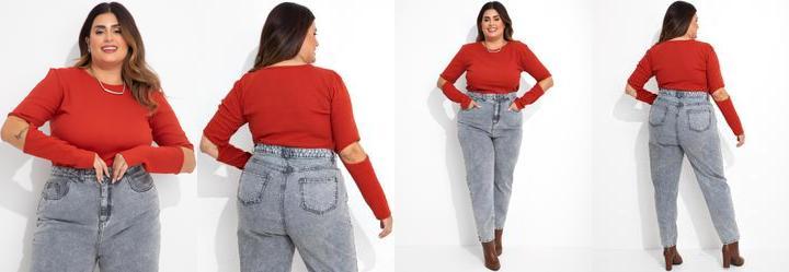 Blusa Terracota em Canelado com Vazados