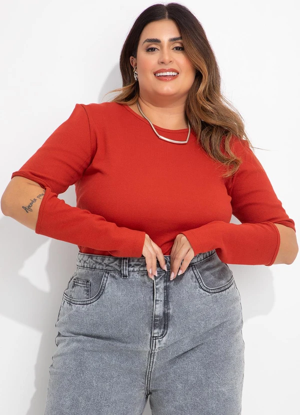 Marguerite - Blusa Terracota em Canelado com Vazados