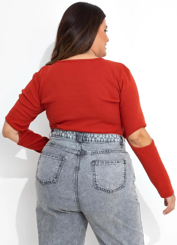 Marguerite - Blusa Terracota em Canelado com Vazados 2