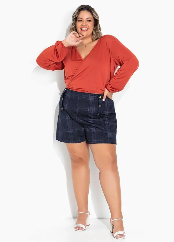 Marguerite - Blusa Terracota Transpassada Plus Size 4