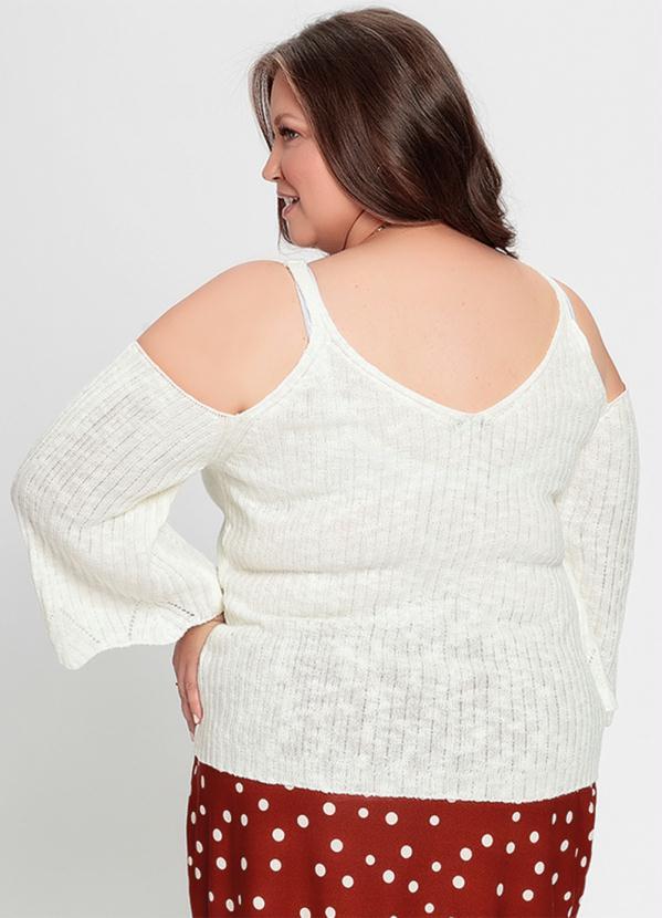 Outlet - Blusa Tricô Off White com Ombros Vazados 2