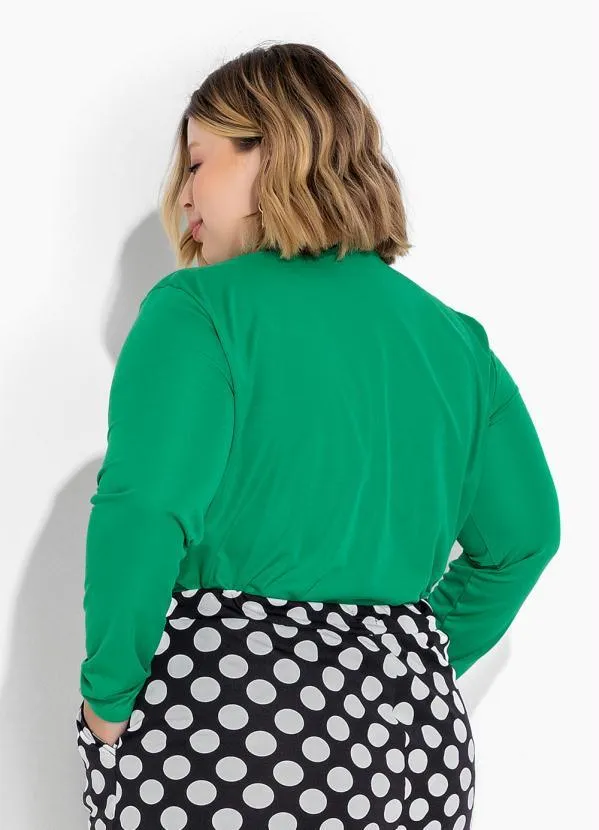 Marguerite - Blusa Verde com Gola Alta Plus Size 4