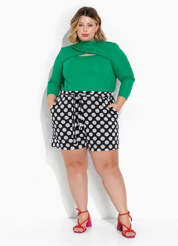 Marguerite - Blusa Verde com Gola Alta Plus Size 2