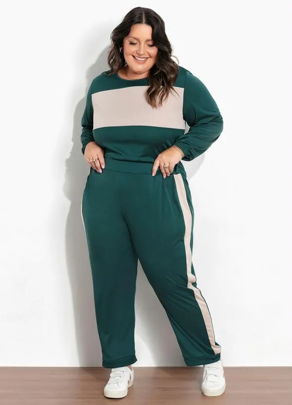 Marguerite - Blusa Verde e Cáqui com Recorte Plus Size 2