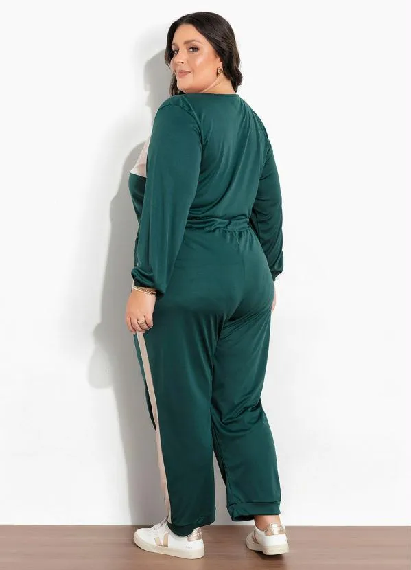 Marguerite - Blusa Verde e Cáqui com Recorte Plus Size 1