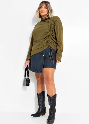 Marguerite - Blusa Verde Militar em Canelado - MARGUERITE