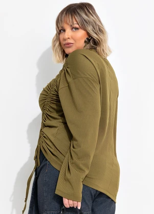 Marguerite - Blusa Verde Militar em Canelado - MARGUERITE
