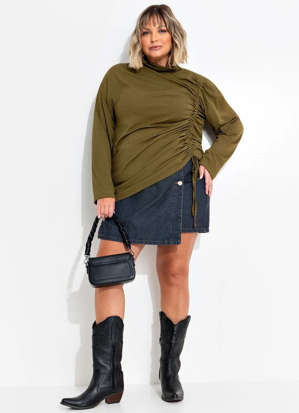 Marguerite - Blusa Verde Militar em Canelado 1