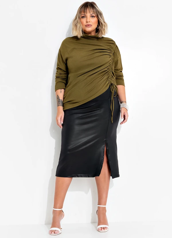 Marguerite - Blusa Verde Militar em Canelado 6