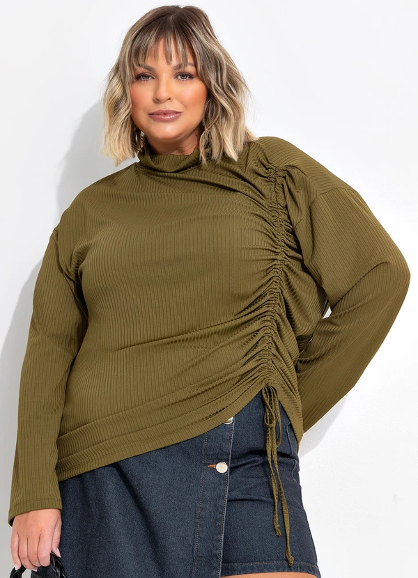 Marguerite - Blusa Verde Militar em Canelado 4