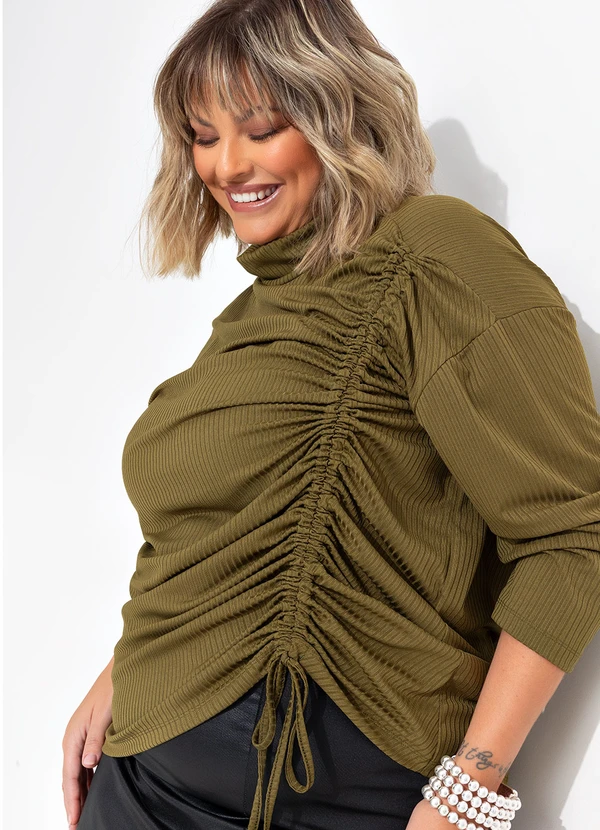 Marguerite - Blusa Verde Militar em Canelado 3