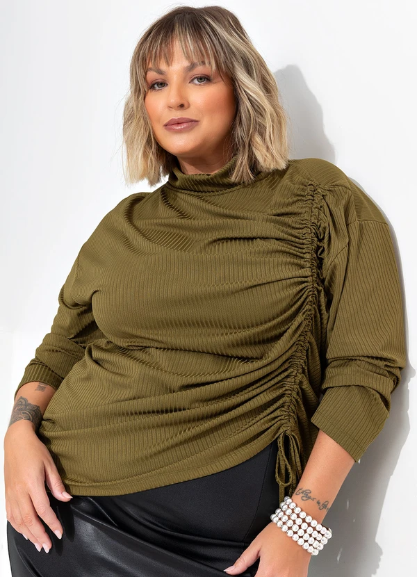 Marguerite - Blusa Verde Militar em Canelado 2