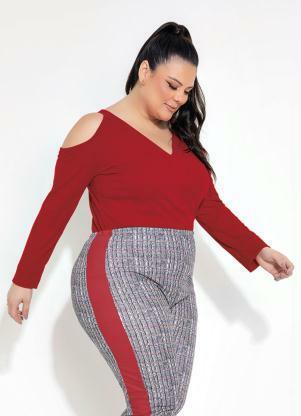 Blusa (Vermelha) com Ombros Vazados Plus Size