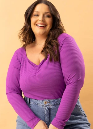 Marguerite - Blusa Violeta em Canelado - MARGUERITE