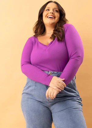 Marguerite - Blusa Violeta em Canelado - MARGUERITE