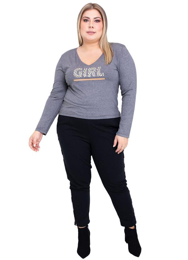 Outlet - Blusa Viscolycra Mescla com Aplique Frontal 3