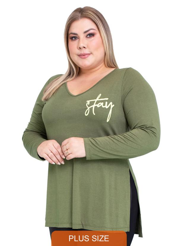 Outlet - Blusa Viscolycra Verde Vest Legging com Aplique