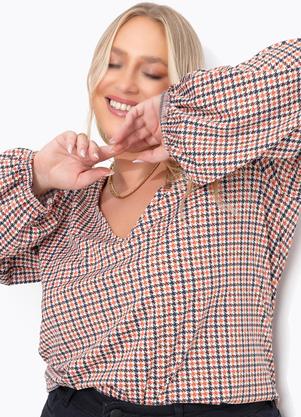 Blusa (Xadrez Marrom) em Malha Fria