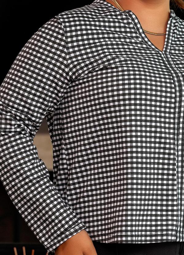 Marguerite - Blusa Xadrez Preta em Malha Denim 5