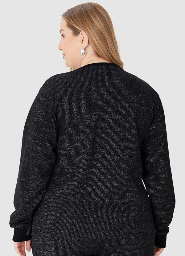 Malwee - Blusão Alongado em Moletinho Lurex Preto 2