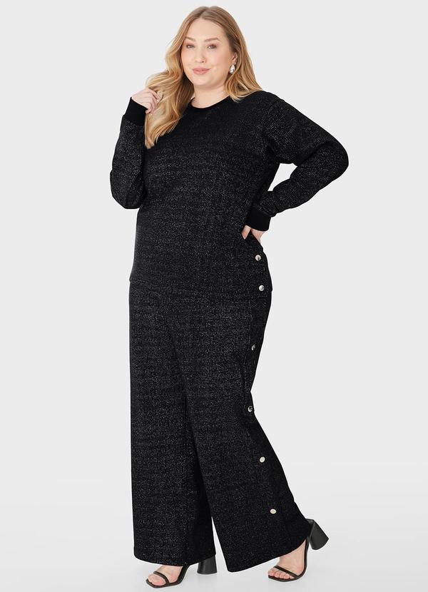 Malwee - Blusão Alongado em Moletinho Lurex Preto 4