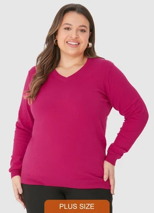 Malwee - Blusão em Tricô Plus Rosa Escuro - MALWEE