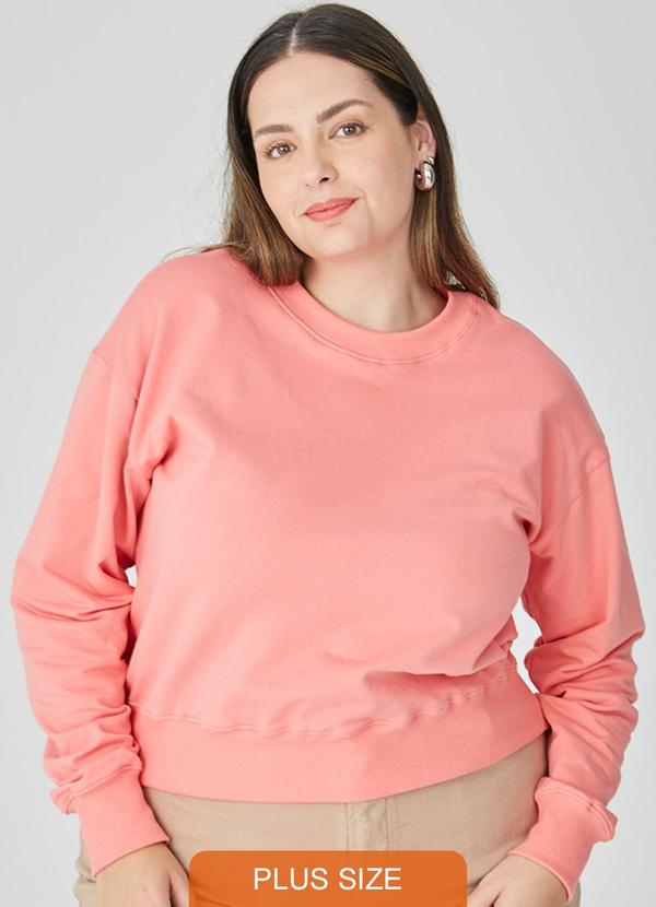 Malwee - Blusão Feminino Cropped em Moletom Plus Rosa