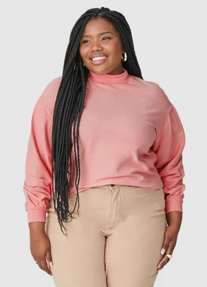 Malwee - Blusão Feminino em Moletom Plus Rosa - MALWEE