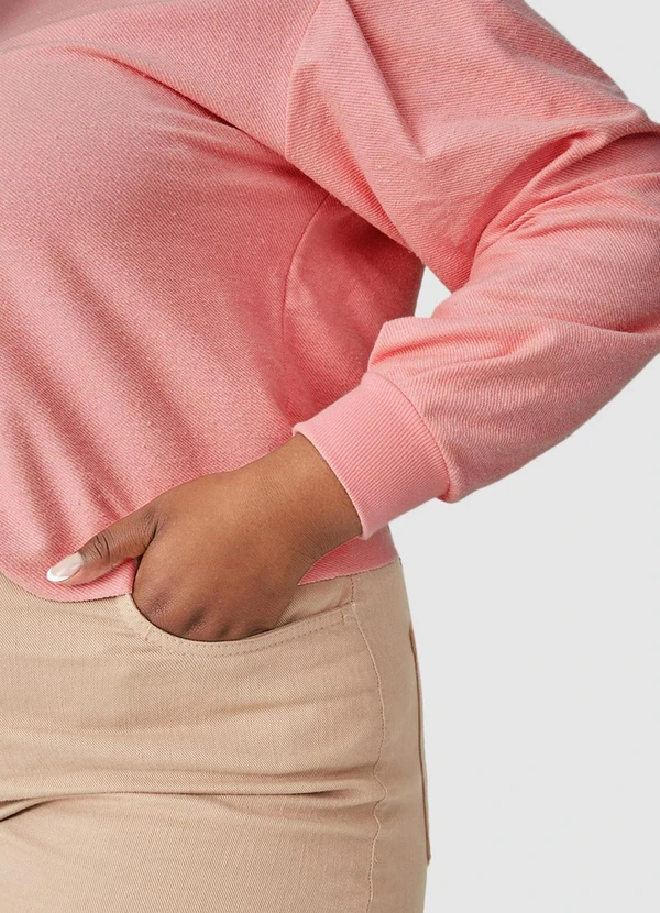 Malwee - Blusão Feminino em Moletom Plus Rosa 2